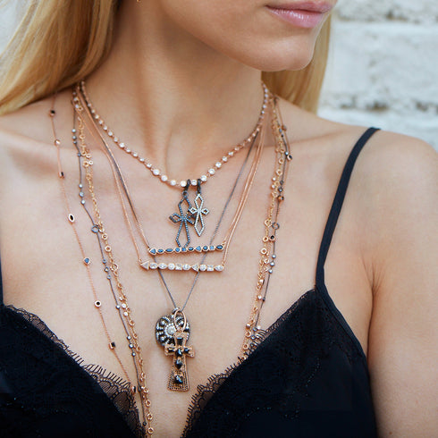 black gold sis in white diamonds, with big sis in black diamonds<br>shop the look > contrast splendor <span class='visuallyhidden'>Call or text 323-404-2959 if you need shopping assistance.</span>